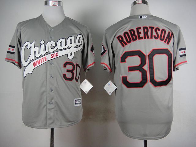 Men Chicago White Sox #30 Robertson Grey MLB Jerseys